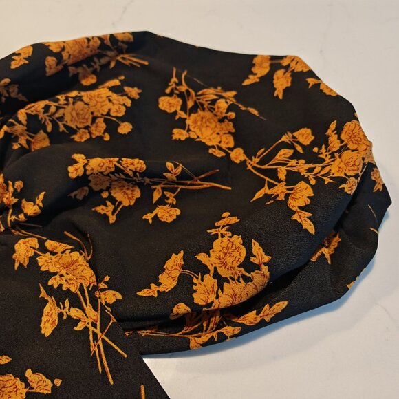 Black Floral Puff Sleeve Crop Top – Square Neck Romantic Cottagecore Size S - Picture 6 of 10